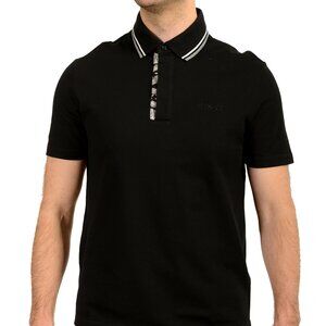 Versace Men's Black Logo Embroidery Short Sleeve Polo Shirt US S IT 48